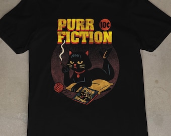 Purr Fiction Cat T-Shirt: Funny Movie Parody Tee for Cat Lovers