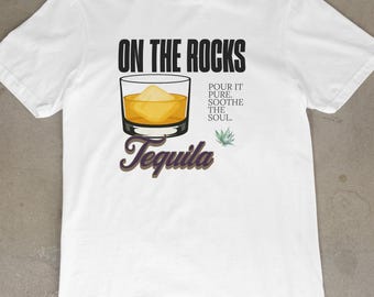 Tequila On The Rocks T-Shirt – Agave Cocktail Graphic Tee – Bold Alcohol-Inspired Streetwear – Foratu Indie Design