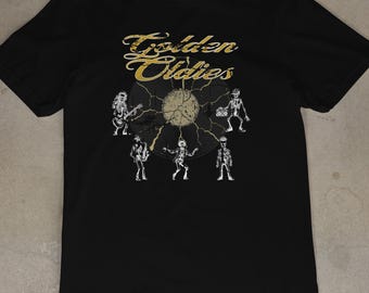 Golden Oldies T-Shirt – Vintage Music Skeleton Tee – Retro Dance Graphic Tee