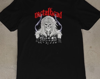 Metal Head Graphic Tee: Grunge design on Black tshirt