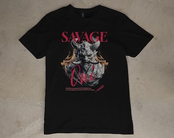 Camiseta gráfica de Oni Salvaje / Camiseta de Demonio Mítico Japonés / Ropa de Arte Oscuro