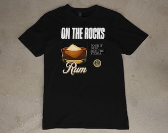 Camiseta gráfica "Rum On The Rocks": ropa urbana indie inspirada en el alcohol
