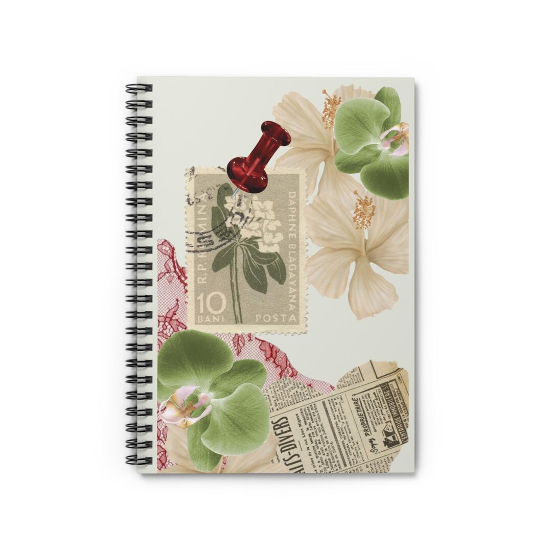 1968 Notebook Vintage Floral Collage Spiral Notebook | Botanical Stamp Press ...