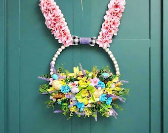 Easter Bunny Rabbit Ears Cherry Blossom Spring Décor Wreath