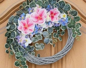Spring Magnolia Stone Spiral Wreath - Chain of Hearts
