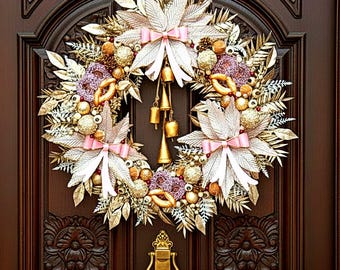 Pastel Spring Easter Décor - Rose Gold Bells, Pretzels, Bows