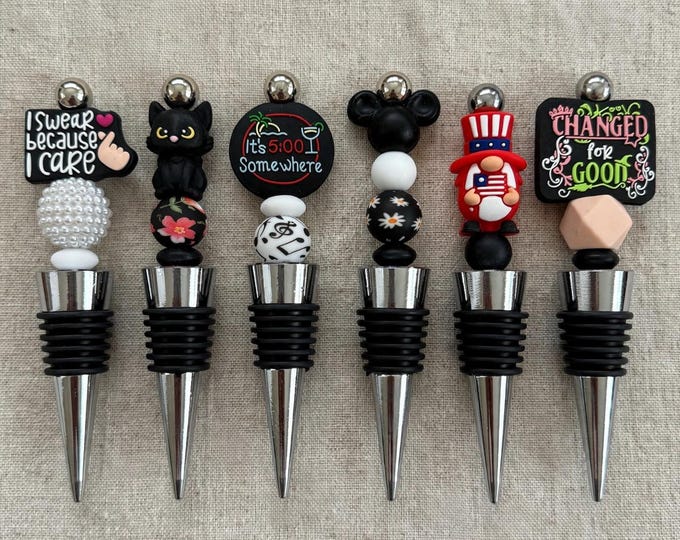 Gift Ideas |  Wine Bottle Stoppers | Silicone Beaded Bottle Stopper | Wine Gifts  | Barware