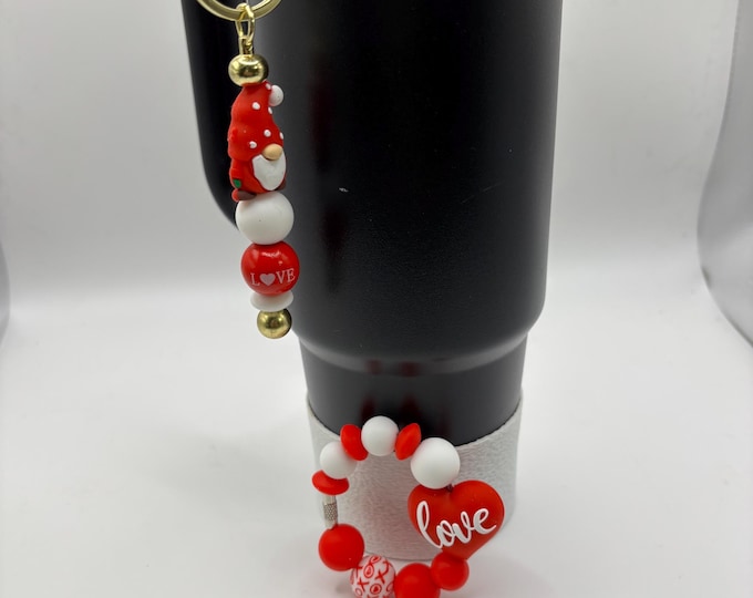 Valentines Day Gnomes Stanley Cup Bracelet:  Cup Handle Bracelet | Straw Charm  | Valentine | Hearts