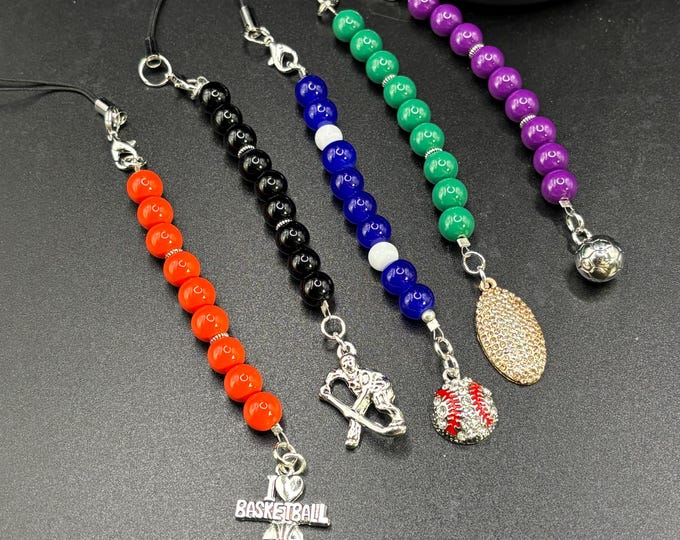 Tumbler Charm Bling : Sports Theme | Water Bottle Charm | Charm Strand | Football | Hockey | Basketball | Soccer | Baseball | Owala