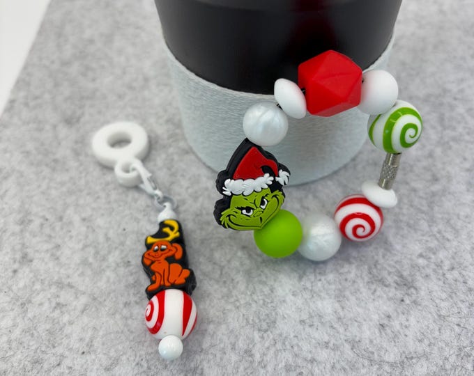 Christmas Grinch Stanley Cup Bracelet:  Cup Handle Bracelet | Straw Charm  | Holiday | Grinch | Grinch Dog Max
