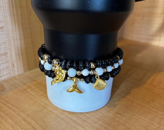 Coastal Set Stanley Cup Bracelet | Tumbler Accessories | Stanley Charm Bracelet | Tumbler Bracelet | Stretchy Cup Bracelet