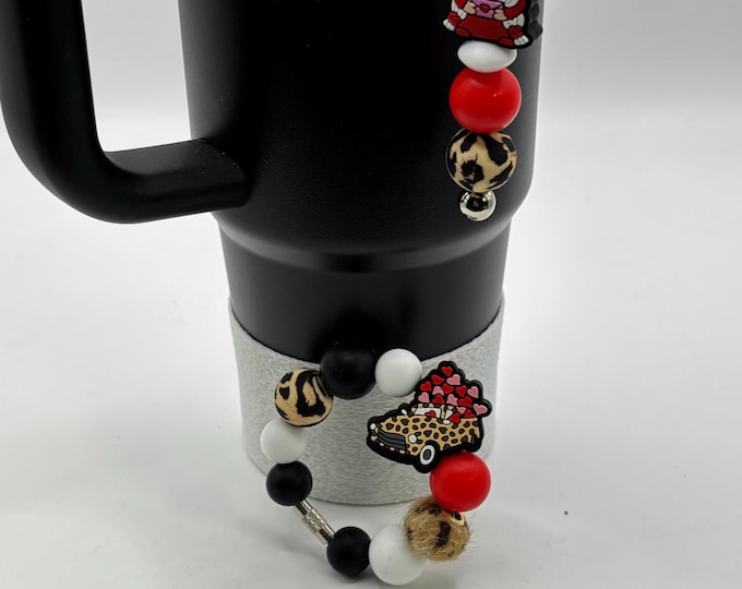 Valentines Day Gnomes Stanley Cup Bracelet:  Cup Handle Bracelet | Straw Charm  | Valentine | Hearts