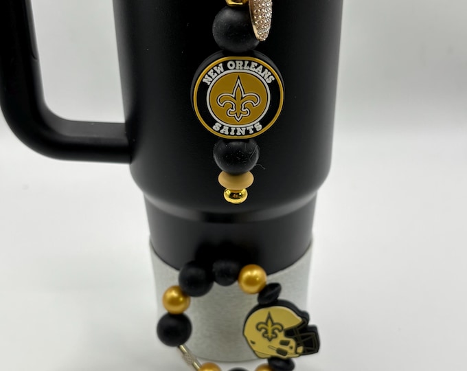 Football Tumbler Accessories |  Stanley or Other Tumbler Cup Handle Bracelets | Straw Charms | Football team | Football charm