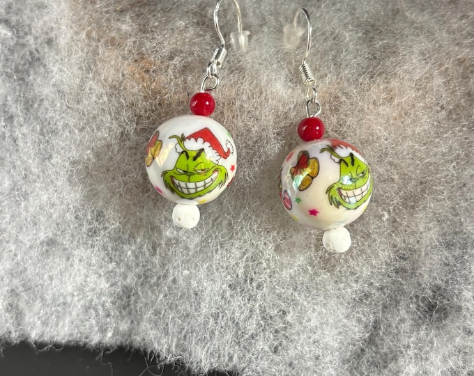 Christmas A Grinch Pair of Earrings | Grinch Hand | Holiday Earrings | Christmas Earrings | Sterling Silver Ear Wires