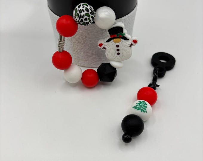 Christmas Gnome Stanley Cup Bracelet:  Tumbler Straw Charm | Purse Bracelet | Holiday  | Gnome |