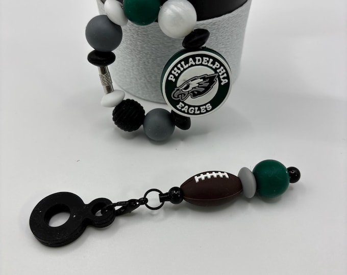 Football Tumbler Accessories |  Stanley or Other Tumbler Cup Handle Bracelets | Straw Charms | Football