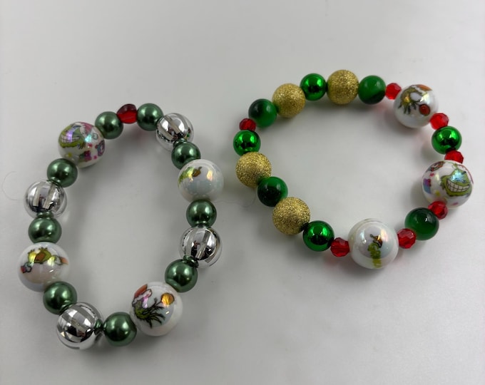 Christmas Grinch Bracelet  |  Christmas Bracelet | Holiday Bracelet | Grinch