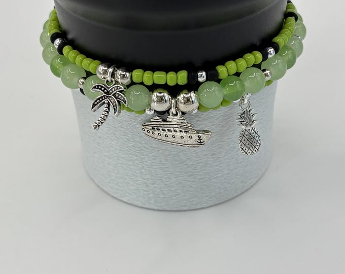 Cruise Ship | Palm Tree | Pineapple | Stanley Cup Bracelet | Tumbler Cup Accessories | Stanley Charm Bracelet | Tumbler Bracelet | Stretchy