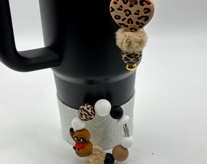 Valentines Day Animal Print Sloth Stanley Cup Bracelet:  Cup Handle Bracelet | Straw Charm  | Valentine | Hearts