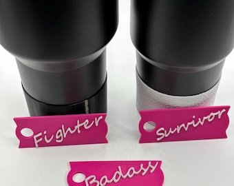 Breast Cancer Awareness Stanley Cup Plate | Tumbler Plate Tag | Tumbler Lid Topper | Pink Plate for 30 or 40 Ounce Stanley | 3D Printed