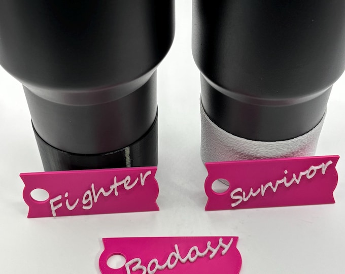 Breast Cancer Awareness Stanley Cup Plate | Tumbler Plate Tag | Tumbler Lid Topper | Pink Plate for 30 or 40 Ounce Stanley | 3D Printed