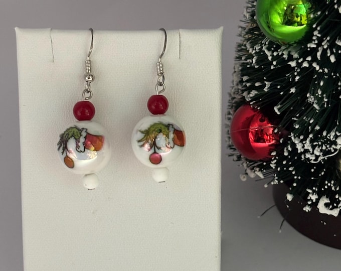 Christmas A Grinch Pair of Earrings | Grinch Hand | Holiday Earrings | Christmas Earrings | Sterling Silver Ear Wires