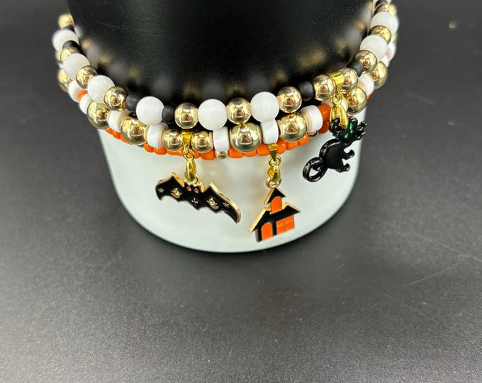 Halloween Stanley Cup Bracelet | Tumbler Accessories  | Stanley Charm Bracelet | Tumbler Bracelets | Stretchy Cup Bracelet