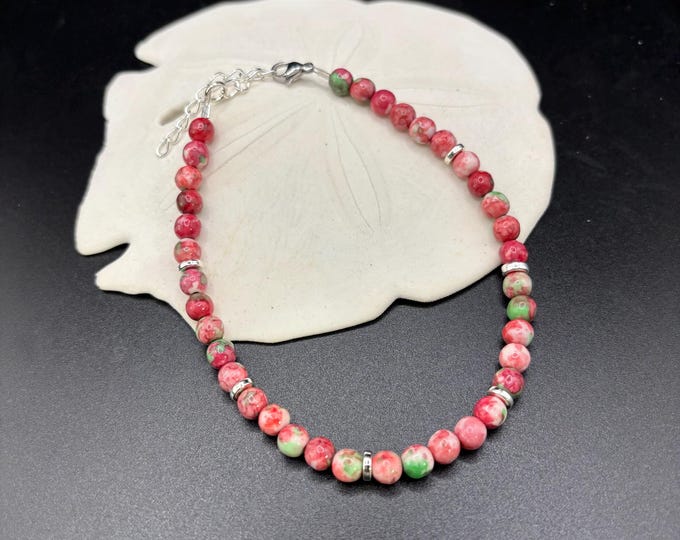 Watermelon Jade  Gemstone Anklet |  Ankle Bracelet | Gemstone Ankle Bracelet | Anklet