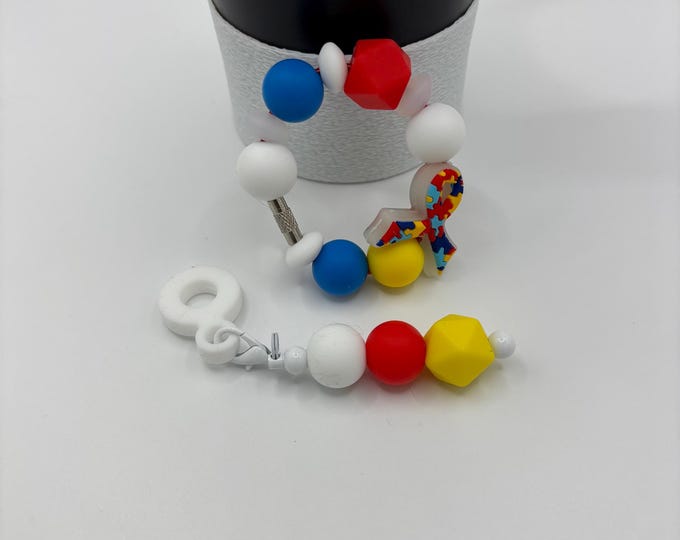 Autism Awareness Stanley Cup Bracelet:  Cup Handle Bracelet | Straw Charm | Purse Bracelet |