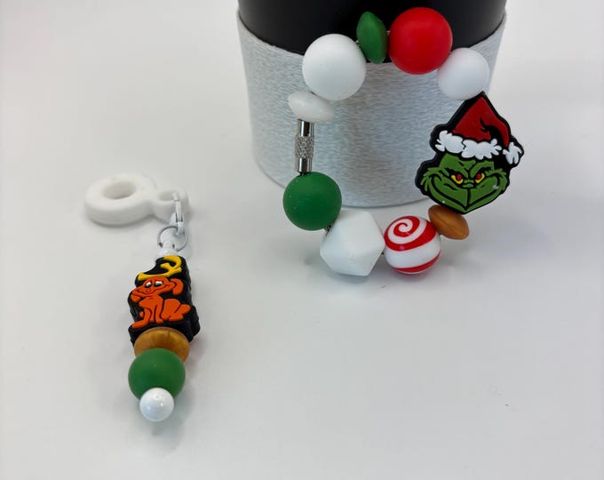 Christmas Grinch Stanley Cup Bracelet:  Cup Handle Bracelet | Straw Charm | Purse Bracelet | Holiday | Grinch |