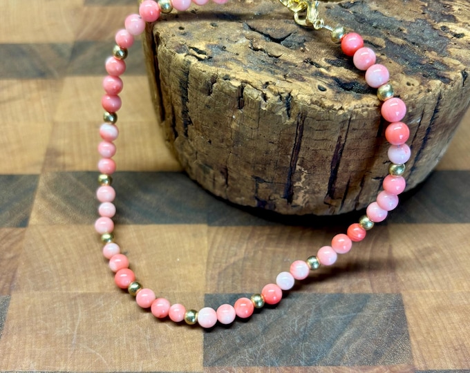 Pink Coral Gemstone Anklet | Pink Coral  Ankle Bracelet | Gemstone Ankle Bracelet | Minimalist Anklet