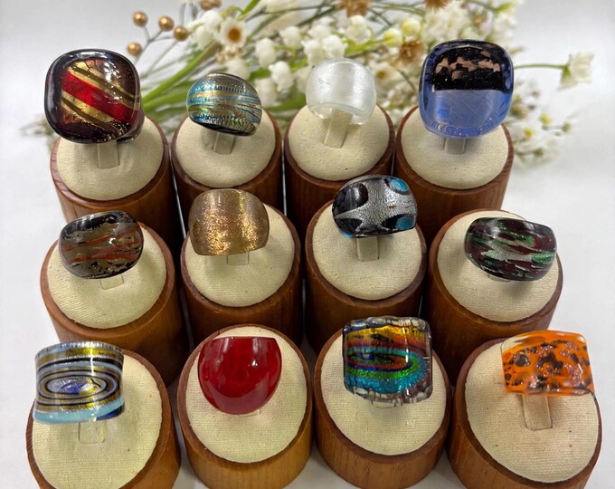 Size 6 1/2 Lampwork Glass Rings | Millefiori Glass Rings | Murano Inspired Glass Rings | Statement Rings