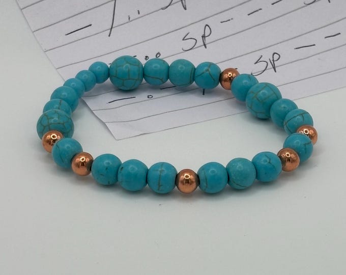 Turquoise Howlite Gemstones | Gemstone bracelet | Stretch Bracelet | Morse Code bracelet | Blessed