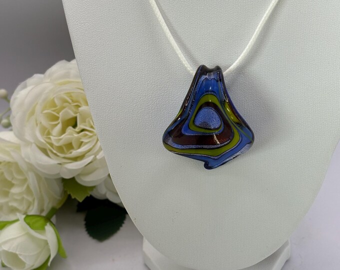 Curved Flower Murano Inspired Pendant Necklace  | Glass Calla Lily Pendant  | Lampwork Pendant | Necklace With Cord