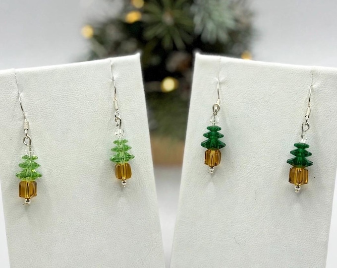 Swarovski Christmas Tree Earrings | Holiday Earrings |  Swarovski Crystals  | Christmas Earrings | Sterling Earrings