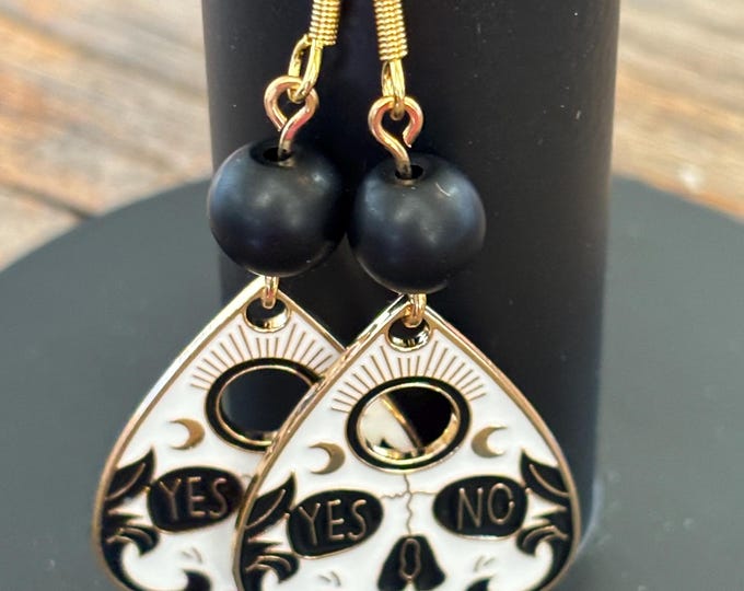 Tarot earrings | Halloween earrings | Planchette earrings | Ouija earrings | Gold planchette