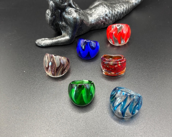 Size 7 1/2 Assorted Glass Rings | Murano Inspired Glass Rings