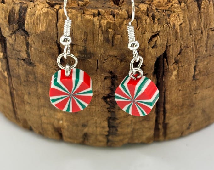 Christmas Peppermint Candy Earrings | Holiday Earrings | Christmas Earrings |