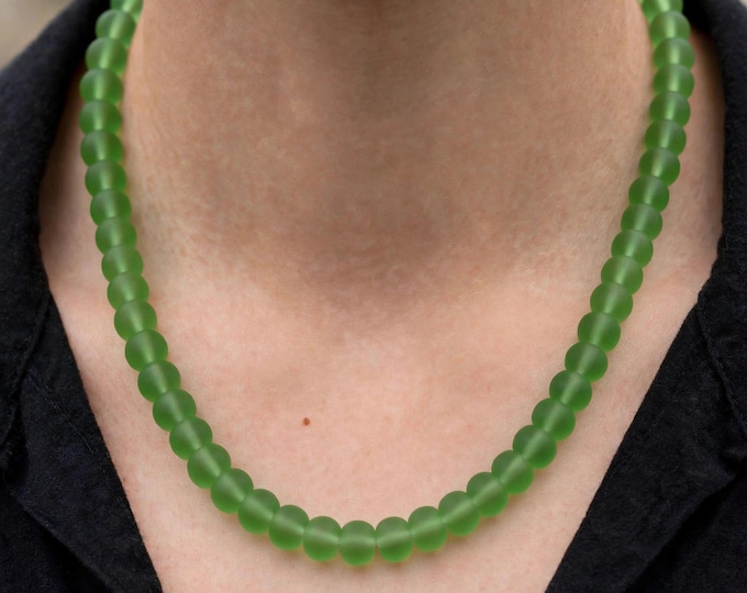 Peridot Green Statement Seaglass Necklace Set | Seaglass Necklace | Statement Necklace |  Seaglass Earrings | Set of Necklace and Earrings