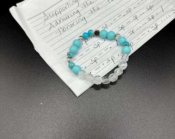 Blue Howlite Gemstones | Gemstone bracelet | Stretch Bracelet | Morse Code bracelet | Admire