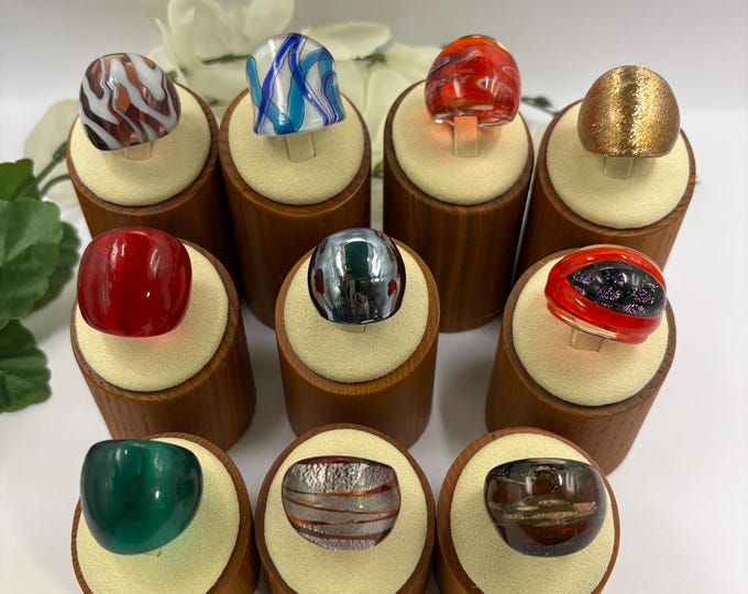 Size 6 1/4 |  Lampwork Glass Rings | Millefiori Glass Rings | Murano Inspired Glass Rings | Statement Rings