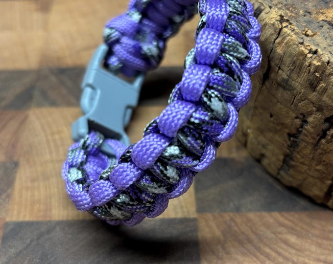 Purple Handmade 550 Paracord Bracelet  | Cobra Knot Paracord Bracelet  | 7 1/2 inch Bracelet