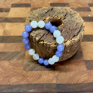 Jade lavanda y piedra lunar / Pulsera de jade / Pulsera de piedra lunar / Pulsera de piedras preciosas / Pulsera elástica