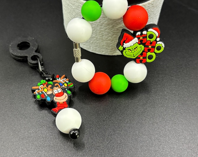 Christmas Grinch Stanley Cup Bracelet:  Cup Handle Bracelet | Straw Charm  | Holiday | Grinch |