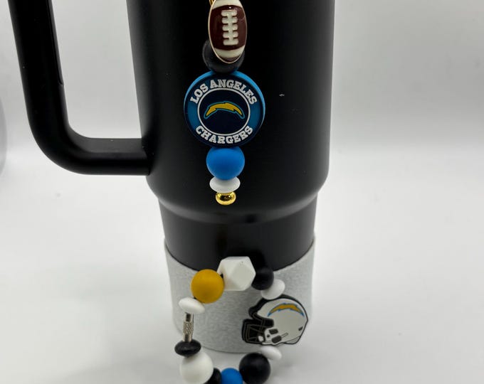 Football Tumbler Accessories |  Stanley or Other Tumbler Cup Handle Bracelets | Straw Charms | Football team | Football charm