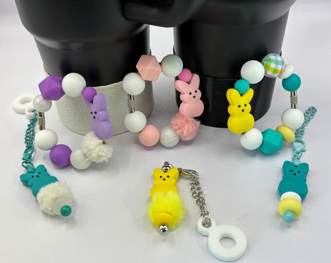Peeps Bunny Rabbit Stanley Cup Bracelet:  Cup Handle Bracelet | Straw Charm  | Easter | Easter Basket