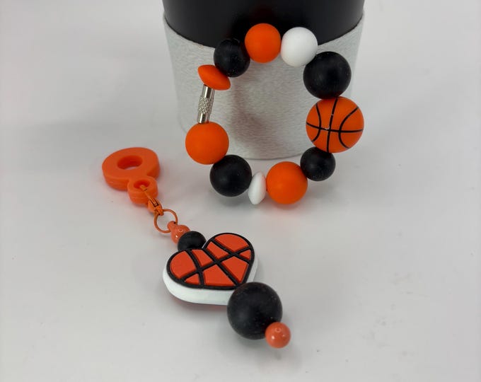 Basketball Stanley Tumbler Straw Charm  | Handle Charm | Silicone Focal Beads | Basketball