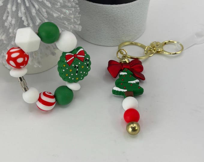 Christmas Tree  Stanley Cup Bracelet:  Cup Handle Bracelet | Straw Charm | Wreath | Holiday