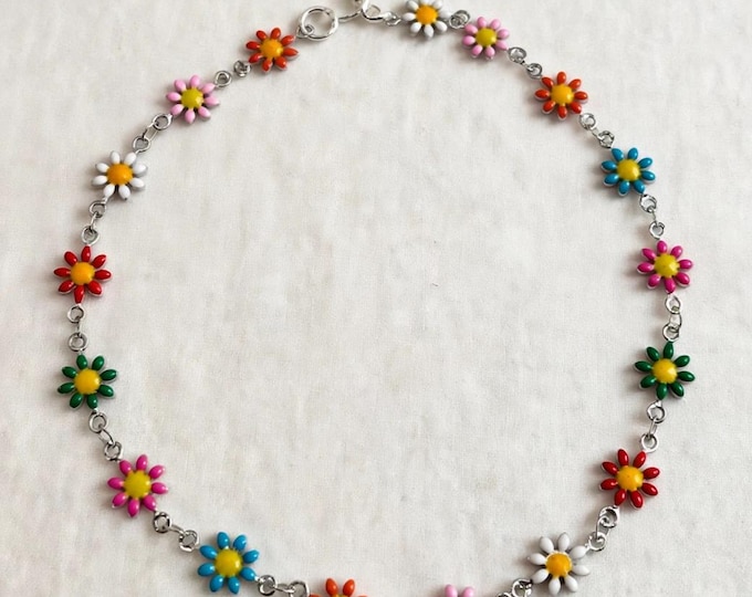 Minimalist Flower Anklet |  Ankle Bracelet | Flower Chain Anklet | Delicate Flowers With Extender