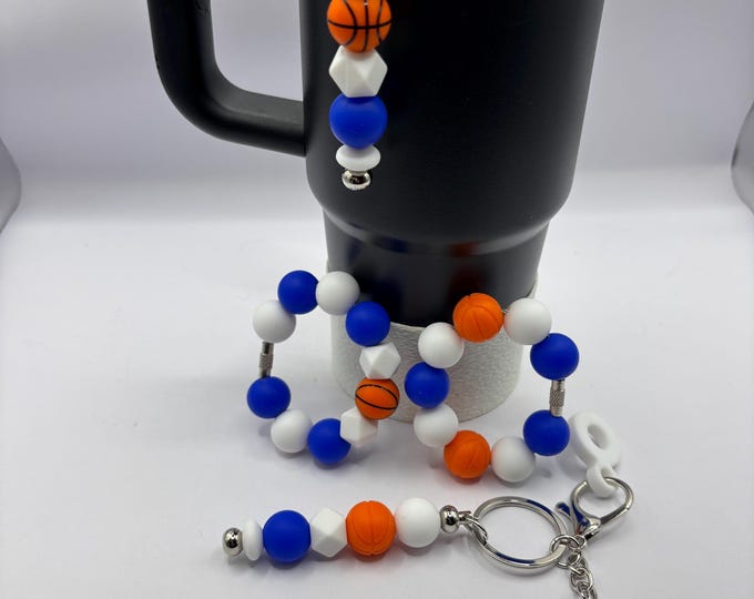 Basketball  Tumbler Straw Charm  | Basketball Handle Charm | Silicone Focal Beads | Basketball | I Love Basketball Charm